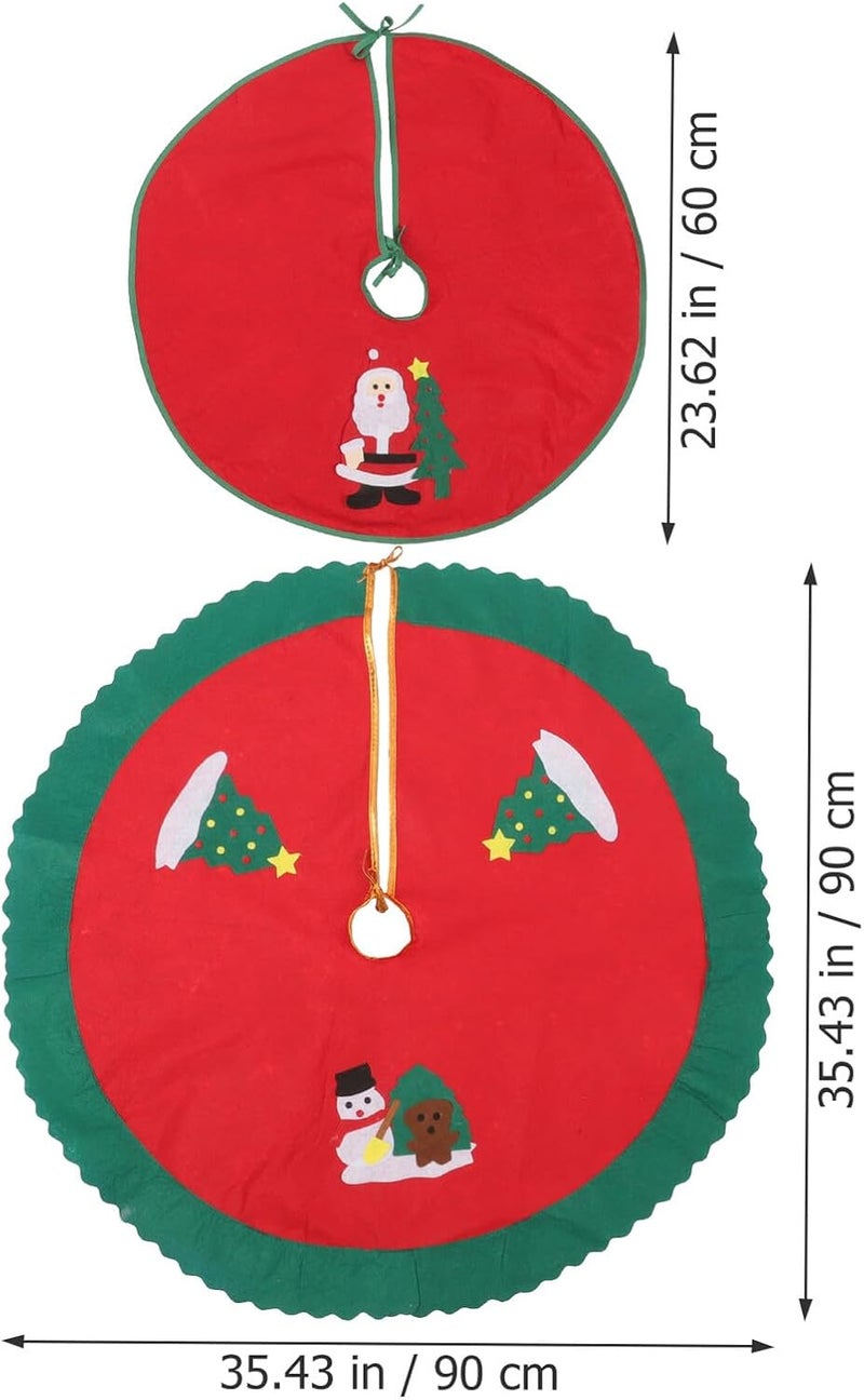 2pcs Christmas Tree Skirt Set 90cm and 60cm Non-Woven Fabric Tree Skirts with Random Holiday Patterns and Seasonal Home Décor Assorted Style - Image 2