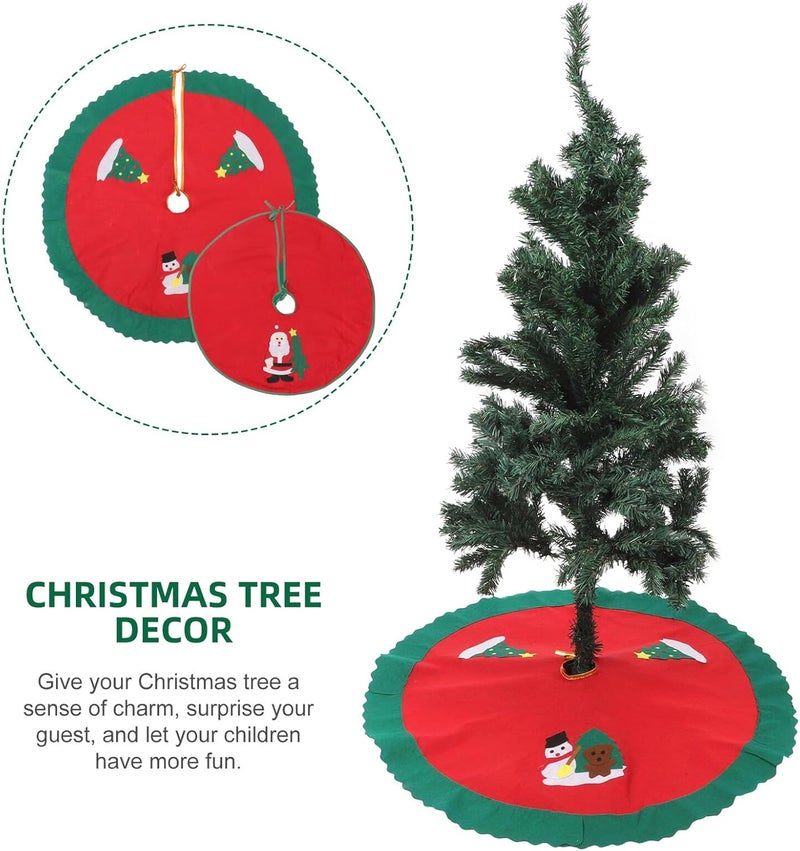 2pcs Christmas Tree Skirt Set 90cm and 60cm Non-Woven Fabric Tree Skirts with Random Holiday Patterns and Seasonal Home Décor Assorted Style - Image 3