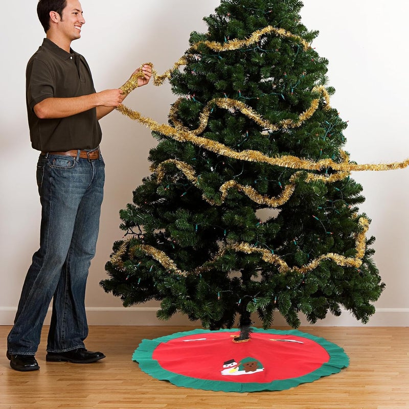 2pcs Christmas Tree Skirt Set 90cm and 60cm Non-Woven Fabric Tree Skirts with Random Holiday Patterns and Seasonal Home Décor Assorted Style - Image 4