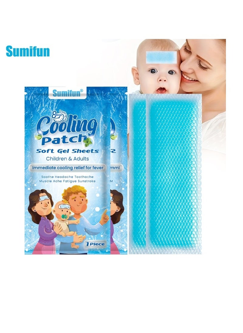 Sumifun Cooling Patches, Fever Patches for Kids And Adults Fever Discomfort & Pain Relief, Cooling Relief Fever Reducer, Soothe Headache Pain, Instant Physical Cooling Patch10 Packs  - Image 1