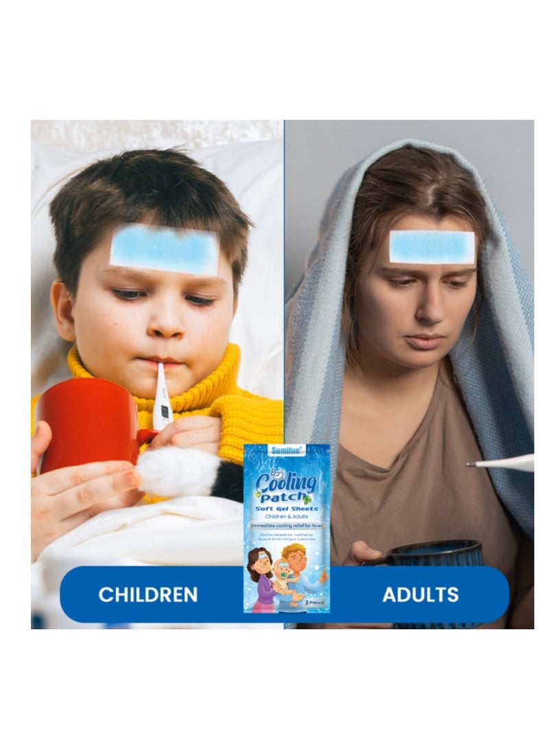 Sumifun Cooling Patches, Fever Patches for Kids And Adults Fever Discomfort & Pain Relief, Cooling Relief Fever Reducer, Soothe Headache Pain, Instant Physical Cooling Patch10 Packs  - Image 2