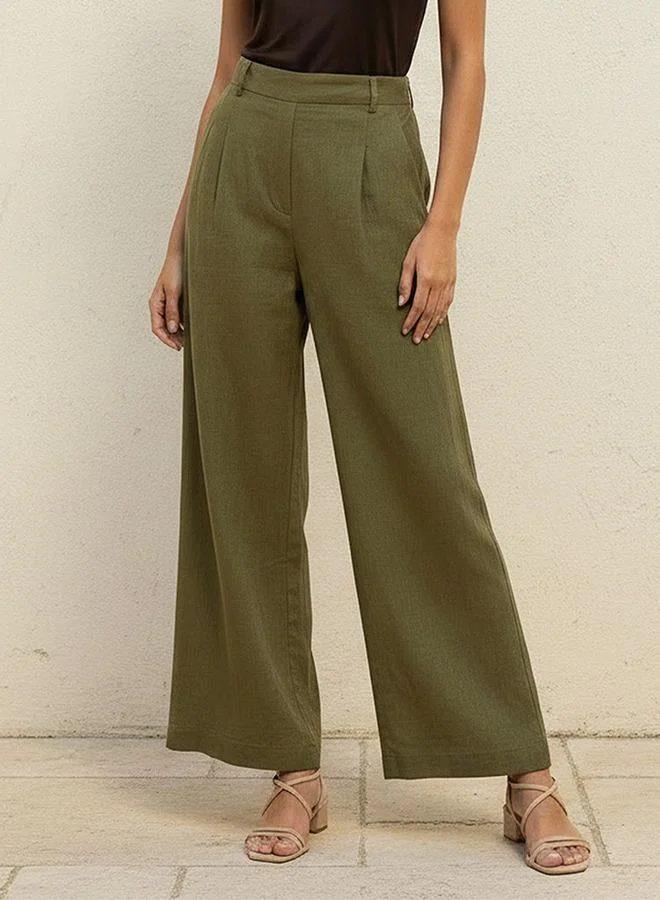 Splash FAV Flexi Waist Linen Blend Wide Leg Trousers