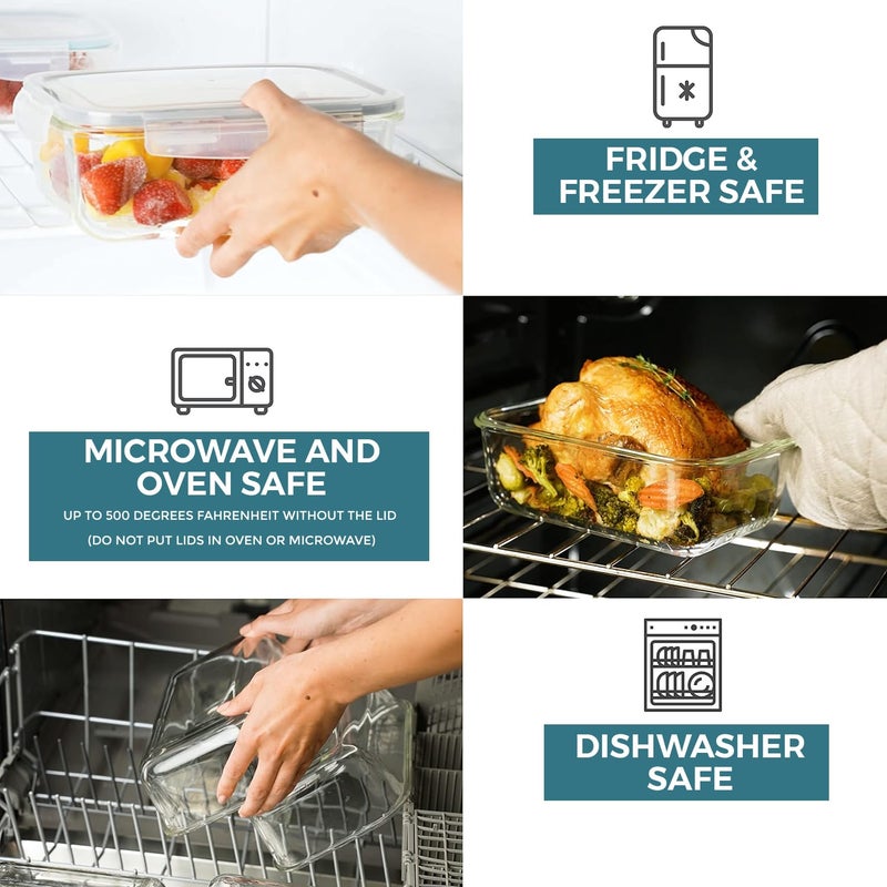 Razab 24 Pc Airtight Glass Food Storage Containers - Glass Meal Prep Containers - Freezer to Oven Safe - Steam Release Valve BPA/PVC Free - Airtight Glass Bento Boxes - Leak Proof (12 lids & 12 Containers) - Image 5