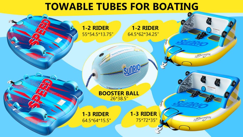 Sunrio Inflatable Towable Tube for Boating 1-2 Person Deluxe Boat Tubes for Tubing Dual Reinforced Tow PointsWater Tube Premium Soft-Touch Nylon Cover Stable Valve - Image 4