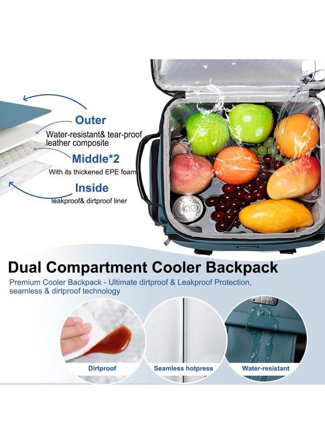 Weitars Insulated Cooler Backpack,Double Deck Waterproof Soft Cooler Bag,Backpack Coolers Leak Proof Lunch Backpack for Men Women for Travel,Camping,Picnic,Beach,Picnic,Outdoor 31L/52 Can (Blue) - Image 4