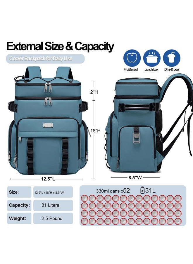 Weitars Insulated Cooler Backpack,Double Deck Waterproof Soft Cooler Bag,Backpack Coolers Leak Proof Lunch Backpack for Men Women for Travel,Camping,Picnic,Beach,Picnic,Outdoor 31L/52 Can (Blue) - Image 5