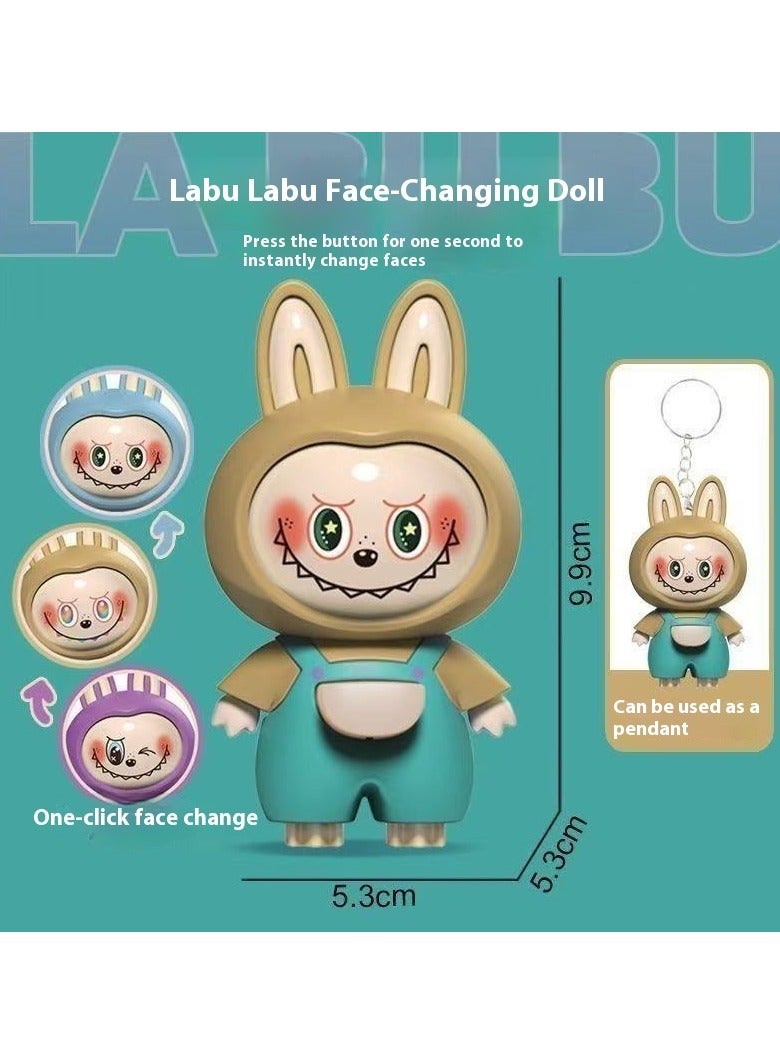 لابوبو سلسلة مفاتيح Labubu قابلة للدوران وذات وجهين – دمية لطيفة للتسلية، لعبة لتخفيف التوتر وديكور مكتبي صغير (أخضر فاتح) - Image 1