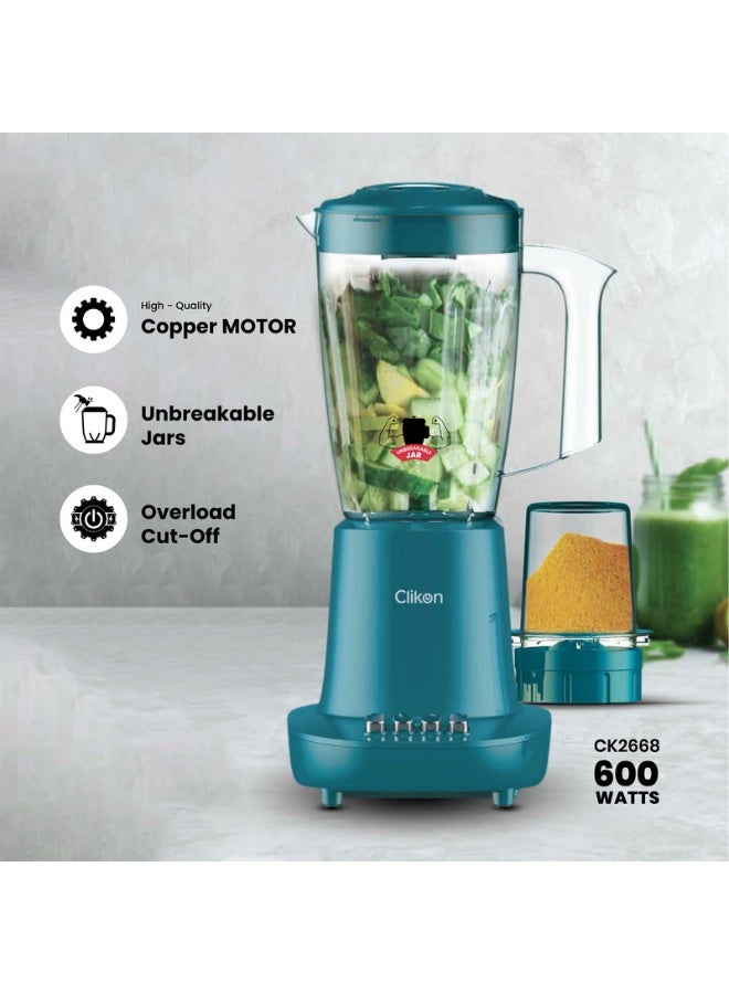 Clikon 2-In-1 Juicer Blender Chopper Set 1.5 L 600 W CK2668 Green - Image 2