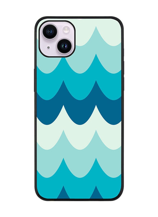 Rugged Black edge case for Apple iPhone 14 Slim fit Soft Case Flexible Rubber Edges Anti Drop TPU Gel Thin Cover - Wavy Waves