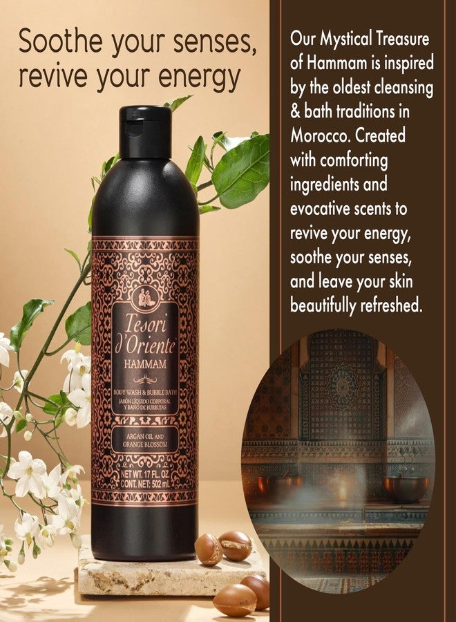 Tesori d'Oriente Tesori d’Oriente Hammam Body Wash & Bubble Bath, 17.5 fl oz, Gentle, Hydrating Shower Gel with Argan Oil & Vitamin E, Warm Orange Blossom Scented, No Silicones, Parabens & Mineral Oil - Image 5