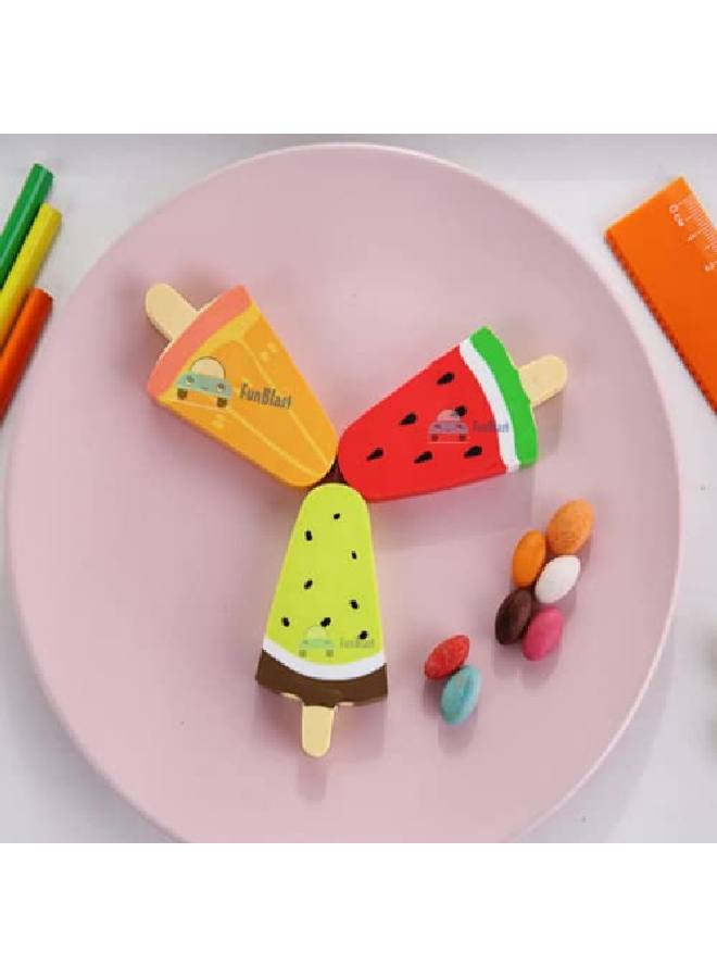 FunBlast Eraser For Kids Ice Cream Eraser Eraser Set Eraser For Kids Stylish Eraser Set For Return Gift Stationary Set For Kids Rubber Eraser For Kids Eraser For Kids For School (3 Pc; Multicolor) - Image 3