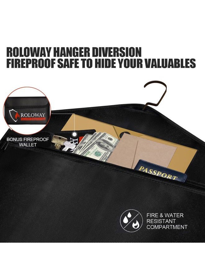 ROLOWAY Hanger Diversion Fireproof Safe, Hidden Compartment for Home & Travel, Secret Safe for Cash Hiding Under Clothes with Small Fireproof Bag - Image 3