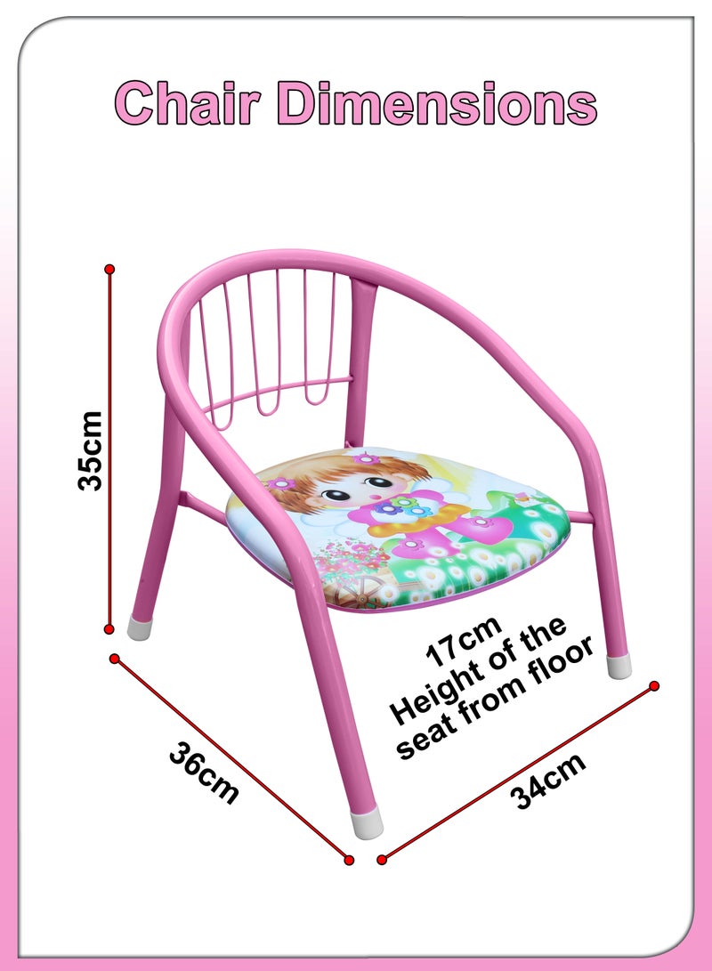 دي بلو كراسي جلوس للأطفال بتصميم لطيف للأطفال الصغار بإطار معدني للذراع في الهواء الطلق مع صوت بومب صرير للدراسة واللعب في المنزل أو المدرسة إطار قوي أثاث أطفال جلوس عريض للأولاد والبنات - Image 3