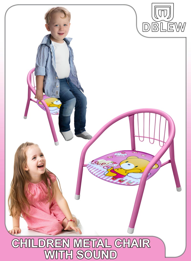 دي بلو كراسي جلوس للأطفال بتصميم لطيف للأطفال الصغار بإطار معدني للذراع في الهواء الطلق مع صوت بومب صرير للدراسة واللعب في المنزل أو المدرسة إطار قوي أثاث أطفال جلوس عريض للأولاد والبنات - Image 1
