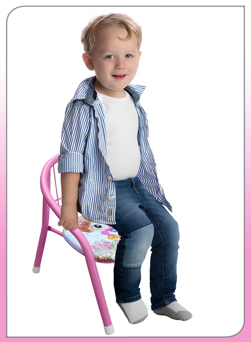 دي بلو كراسي جلوس للأطفال بتصميم لطيف للأطفال الصغار بإطار معدني للذراع في الهواء الطلق مع صوت بومب صرير للدراسة واللعب في المنزل أو المدرسة إطار قوي أثاث أطفال جلوس عريض للأولاد والبنات - Image 4