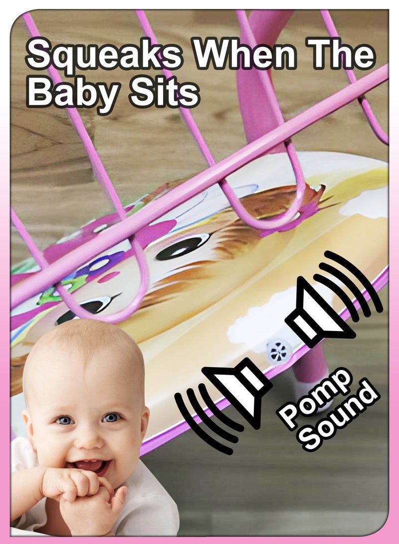 دي بلو كراسي جلوس للأطفال بتصميم لطيف للأطفال الصغار بإطار معدني للذراع في الهواء الطلق مع صوت بومب صرير للدراسة واللعب في المنزل أو المدرسة إطار قوي أثاث أطفال جلوس عريض للأولاد والبنات - Image 2