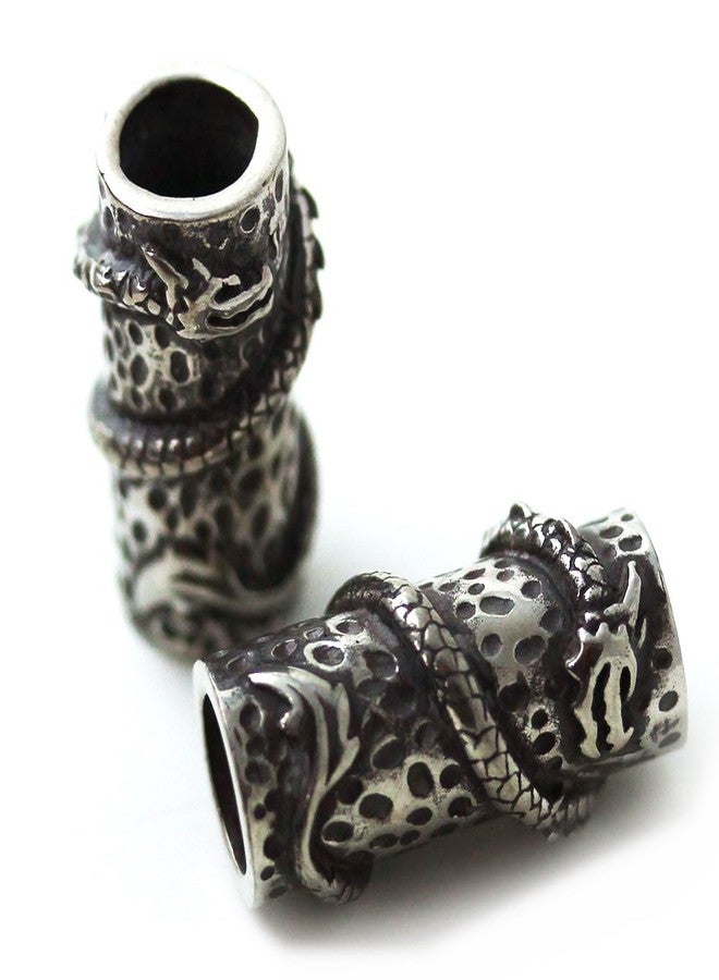 LynnAround Pewter Norse Nordic Viking Dragon Beard Beads Rings, Dwarven Dreadlock Pirate Medieval Hair Beads, Pagan Jewelry - Image 1