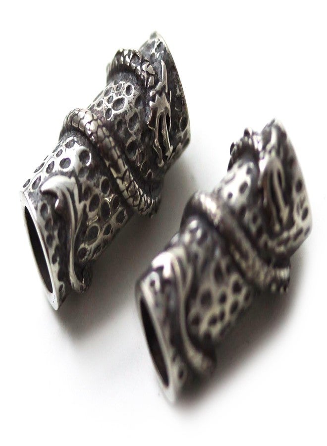 LynnAround Pewter Norse Nordic Viking Dragon Beard Beads Rings, Dwarven Dreadlock Pirate Medieval Hair Beads, Pagan Jewelry - Image 2