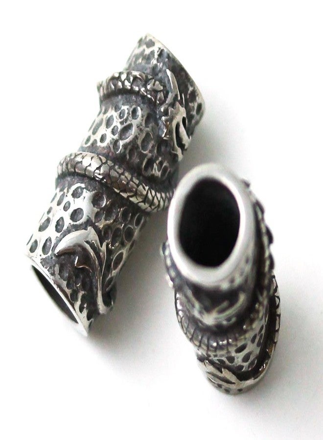 LynnAround Pewter Norse Nordic Viking Dragon Beard Beads Rings, Dwarven Dreadlock Pirate Medieval Hair Beads, Pagan Jewelry - Image 3