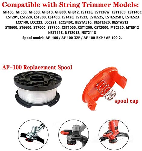 Lucky Seven AF100 Replacement Spool for Black and Decker AF-100-3ZP AF-100-BKP,30-Foot,0.065-Inch,(AF-1003ZP) fits GH900 GH600 GH610 String Trimmer 30ft 0.065" Trimmer Line Replacement Spool Refills (12 + 2 ) - Image 3