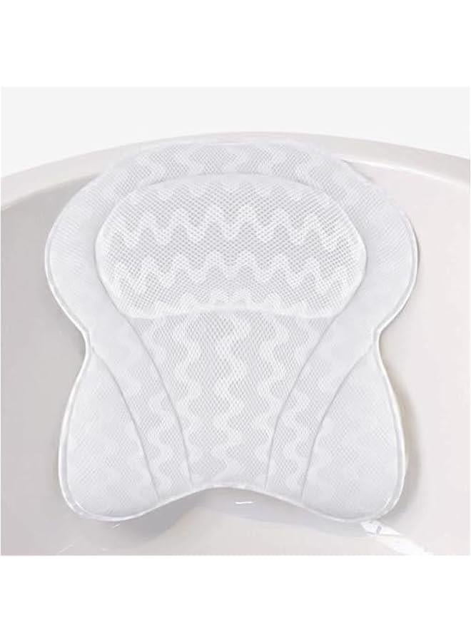 Bath Pillow Bathtub Pillows for Head & Neck 3D Air Mesh Breathable Bath Pillows Hot Tub Jacuzzi Spa Bathtub Accessories for Female (White)  - Image 1