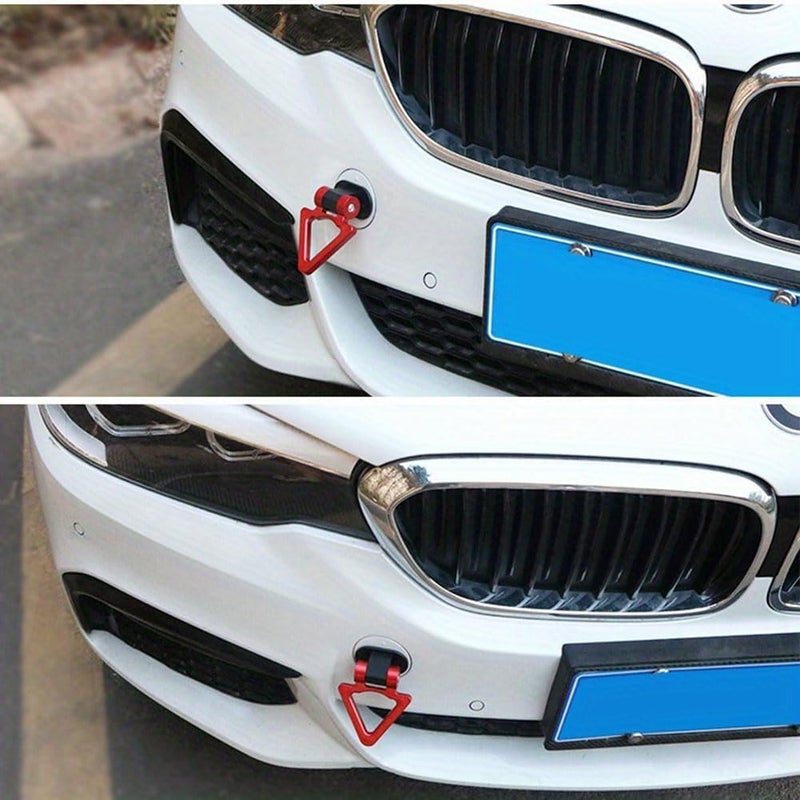 AutoBizarre Car Dummy Tow Hook Bumper Tow Hook 180 Degree Adjustable Self-Adhesive V-Shaped Triangle Shaped Vehicle Towing Hook for Car Decoration Universal for All Cars, SUV (Silver) - Image 2
