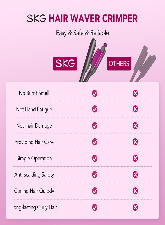 SKG Hair Crimper for Women, Beach Wave Hair Tool, Curling Wand with 4 Adjusted Curl Sizes (0.87"/1"/1.25"/ 1.38"), 5 Temp Adjustable PTC Anti-Scald with Ionic Ceramic Coating, Gift for Womens Birthday - Image 2