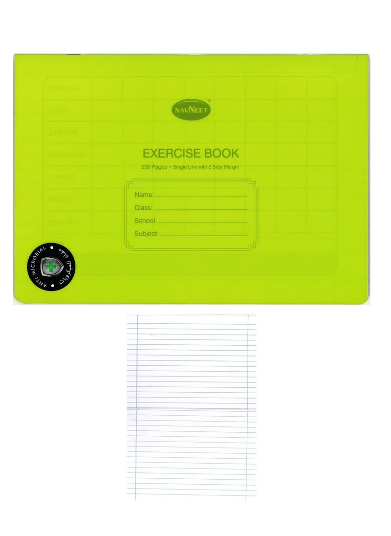 Navneet - 5-Piece A4 Size Single Line With Two Side Margin Exercise Book 200 Pages With PVC Cover - Image 1