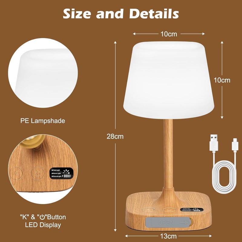 Eocean Rechargeable Table Lamp, 12000mAh Battery Operated Bedside Lamp with USB Charging Port, Portable Cordless LED Desk Lamp, Waterproof Wireless Light for Bedroom, Bathroom, Kitchen, Outdoor - Image 5