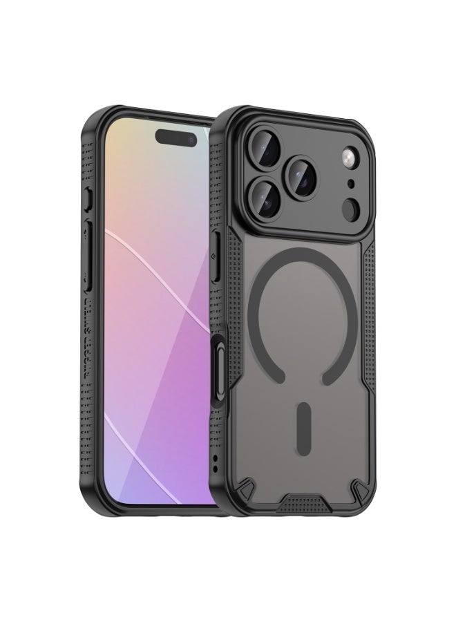 SanHu for iPhone 17 Pro Case Cover, Armor of Brushed Comfortable Oil Waterproof TPU+PC Soft Semi-translucentmatte Feel Cell Phone Protective Case for iPhone 17 Pro, Black - Image 1