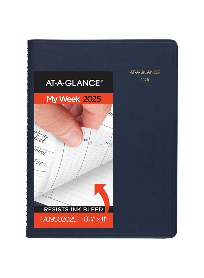 AT-A-GLANCE 2025 Appointment Book Planner, Weekly, 8-1/4" x 11", Large, Quarter-Hourly, Navy (709502025) - Image 1