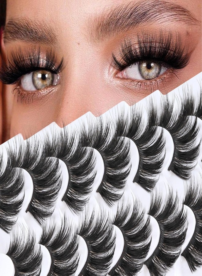 Losha Lashes Pack 7 Pairs Fluffy Faux Mink Eyelashes Soft Handmade False Eye Lashes for Dramatic Makeup - Image 1