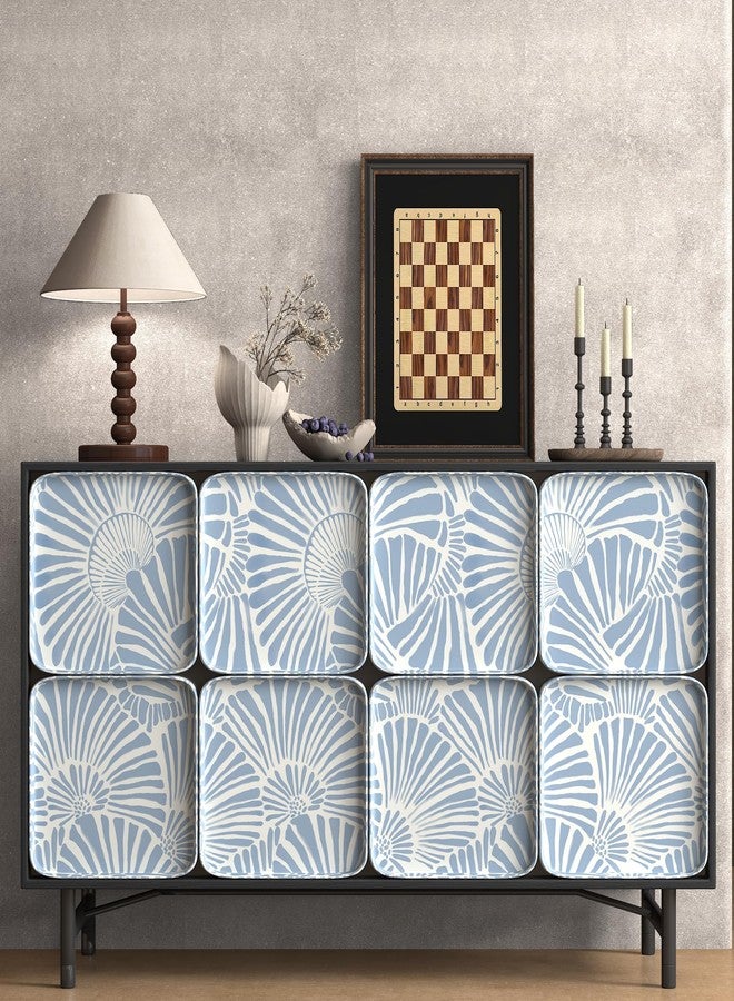 Theper White and Blue Wallpaper Peel and Stick Wallpaper Boho 17.3"×197" Modern Wallpaper Self Adhesive Removable Wallpaper for Bedroom Blue Contact Paper for Cabinets Drawers Shelf Home Decor Vinyl Film - Image 5