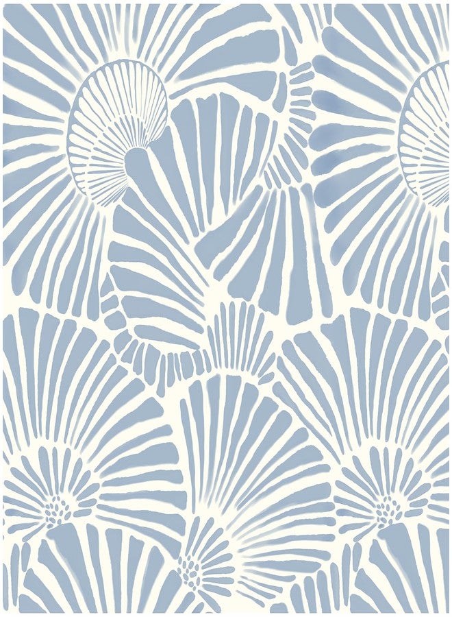 Theper White and Blue Wallpaper Peel and Stick Wallpaper Boho 17.3"×197" Modern Wallpaper Self Adhesive Removable Wallpaper for Bedroom Blue Contact Paper for Cabinets Drawers Shelf Home Decor Vinyl Film - Image 1