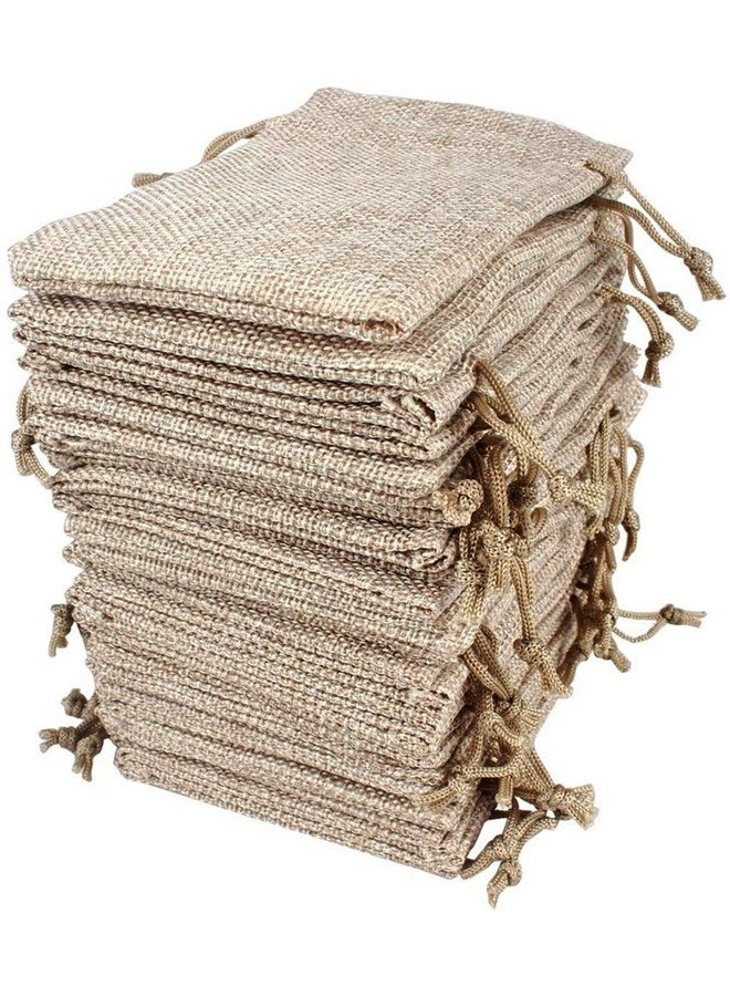 Hapdoo Lot Of 50 Burlap Bags With Drawstring Gift Bags Jewelry Pouches Sacks For Wedding Party And Diy Craft, 5 X 3.5 Inches - Image 1