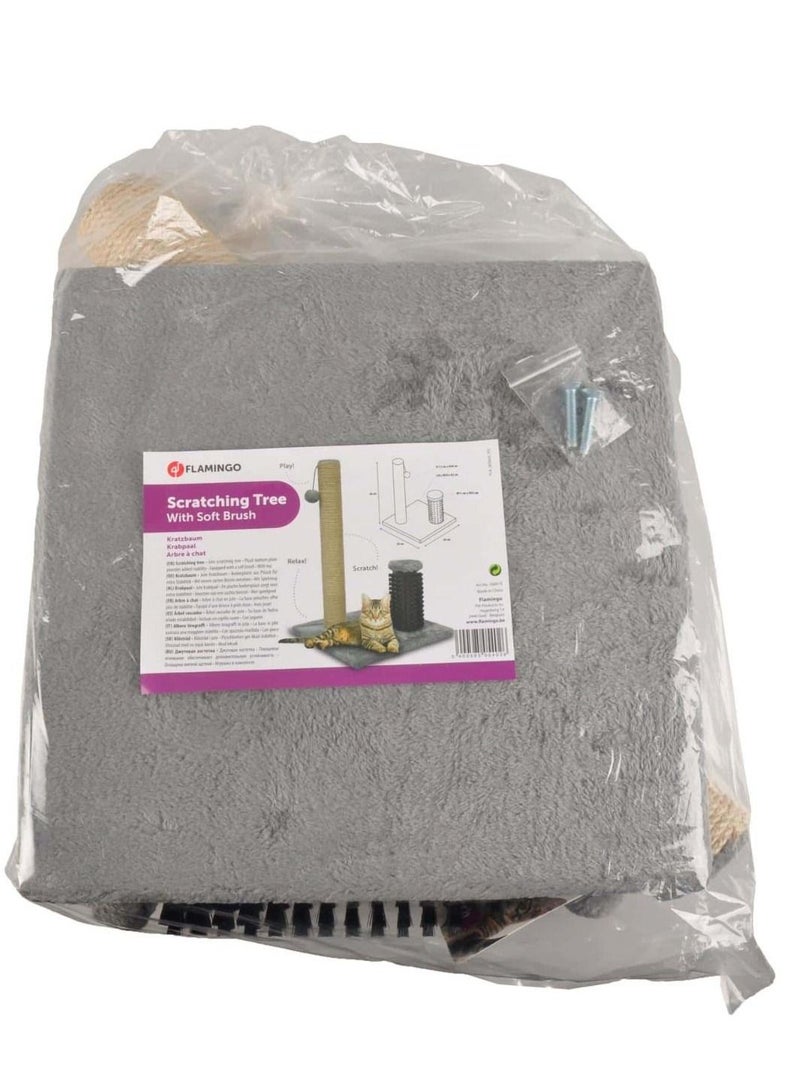 Flamingo Cat Scratching Tree with Brush Grey 60.5X39X39Cm - Image 2