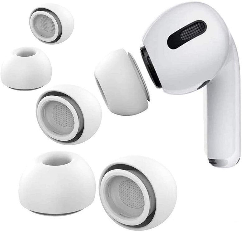Earbudz أيربودز [6 أزواج] نصائح أيربود برو بدائل لأيربودز برو من أبل وأيربودز برو 2 الجيل الثاني - صغير، متوسط وكبير (أبيض) - Image 1
