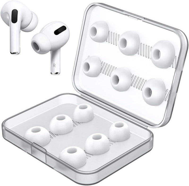 Earbudz أيربودز [6 أزواج] نصائح أيربود برو بدائل لأيربودز برو من أبل وأيربودز برو 2 الجيل الثاني - صغير، متوسط وكبير (أبيض) - Image 3
