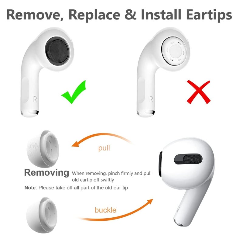 Earbudz أيربودز [6 أزواج] نصائح أيربود برو بدائل لأيربودز برو من أبل وأيربودز برو 2 الجيل الثاني - صغير، متوسط وكبير (أبيض) - Image 4