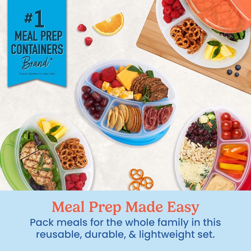 Bentgo Easyboxes 4Compartment Oval Containers  Patented Design 8Piece Set 4 Trays  4 Fitted Lids Seal in Freshness Reusable Food Storage  Meal Prep BPAFree Containers Classic - Image 2