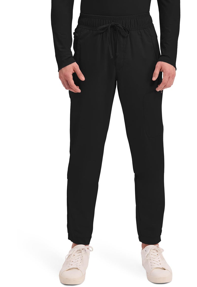 Cherokee Joggers for Men Modern Fit Scrub Pant with Drawstring Waistband, 5 Pockets, Soft 2-Way Stretch Fabric - WW012S, M Short, Black
