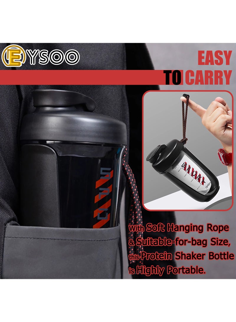 EYSOO Protein Shaker Bottle Protein Drink Shaker Cup 20 oz Shaker Bottle for Protein Mixes Leak-proof BPA-free Protein Mixer Cup with Blender Ball for Gym Fitness Workout (Black) - Image 4