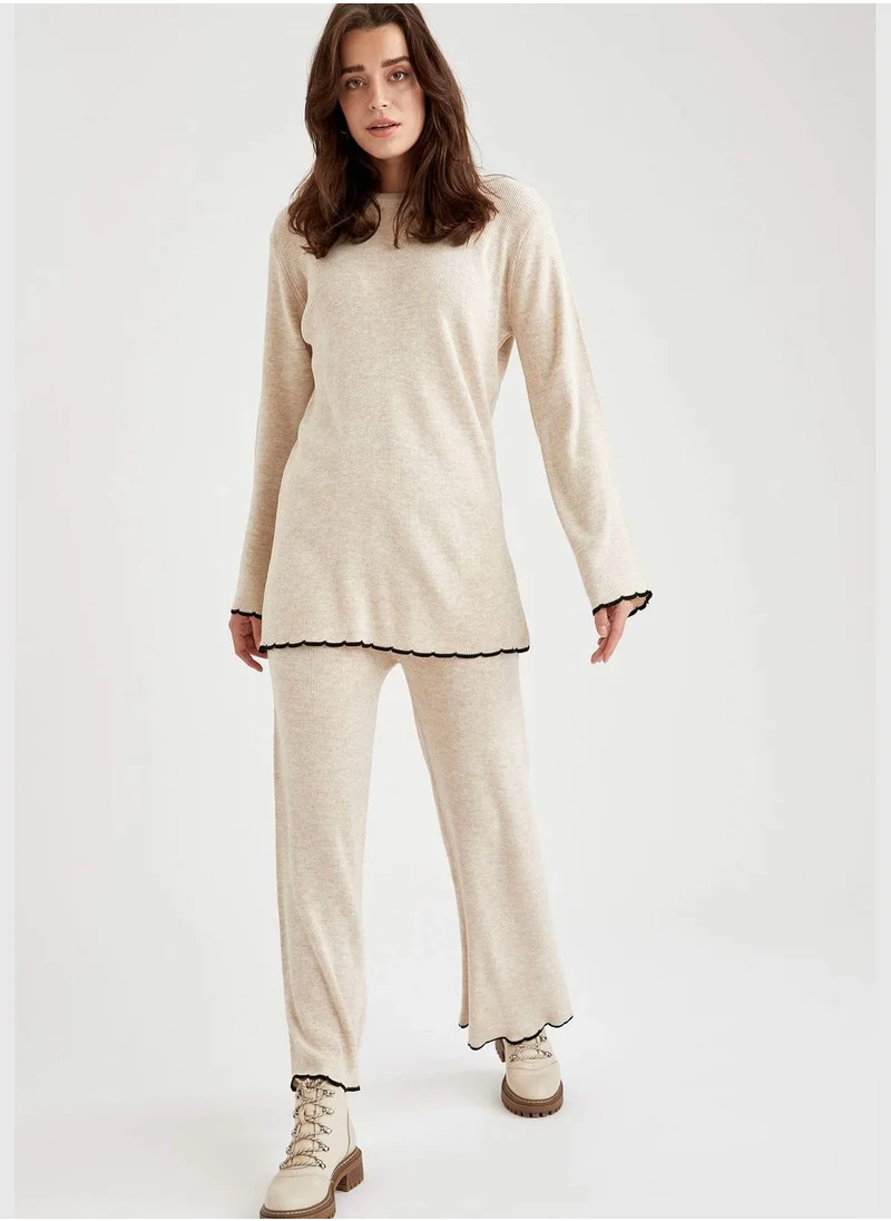 ديفاكتو Woman Tricot Regular Fit Crew Neck Trousers