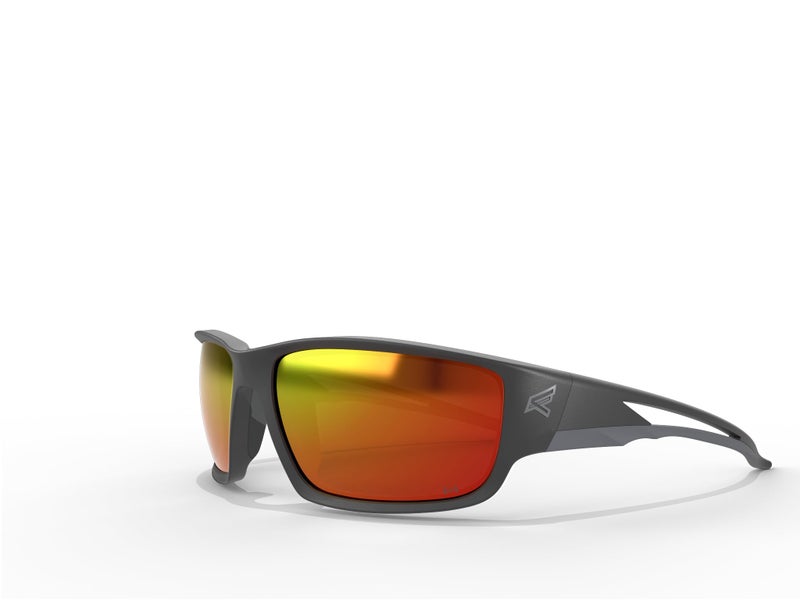 EDGE Kazbek Wrap-Around Safety Glasses, Anti-Scratch, Non-Slip, UV 400, Military Grade, ANSI/ISEA & MCEPS Compliant (Black, Aqua Precision Red Mirror) - Image 1