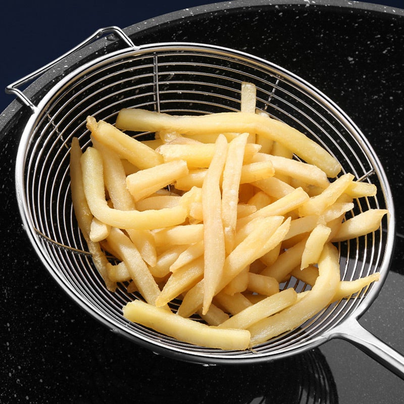 3pcs Stainless Steel Frying Oil Strainer Mesh Food Colander Spoon Filter Strainer Kitchen Tool for Potatoes Chips French Fries (16cm) - Image 3