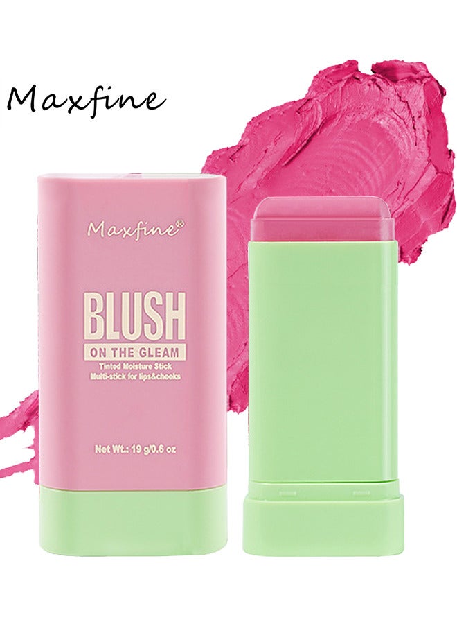 Maxfine On The Gleam Blush, Tinted Moisture Stick Multi-stick For Lips And Cheeks, Highlighting ​Color Silky Powder Blusher Stick Natural Glow Silly Blusher Light And Soft Feeling The Apply On Your Face  - Image 1