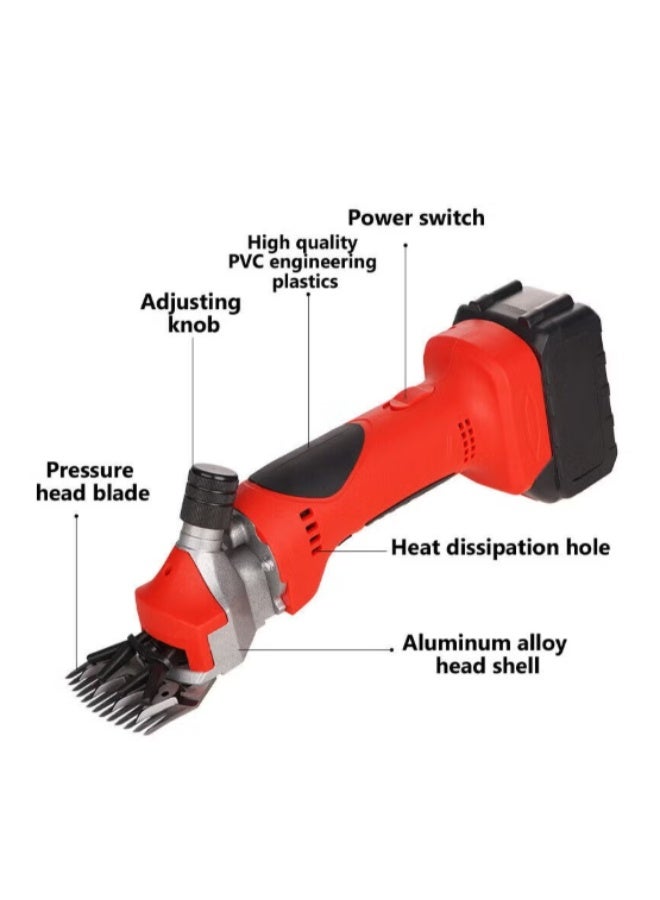 Sheep Shears Cordless Fur Wool in Sheep Goat Cattle and Other Farm Livestock 2800r/min Professional Rechargeable Shearing Clipper 21V for Shaving with 1 Lithium Batteries - Image 2