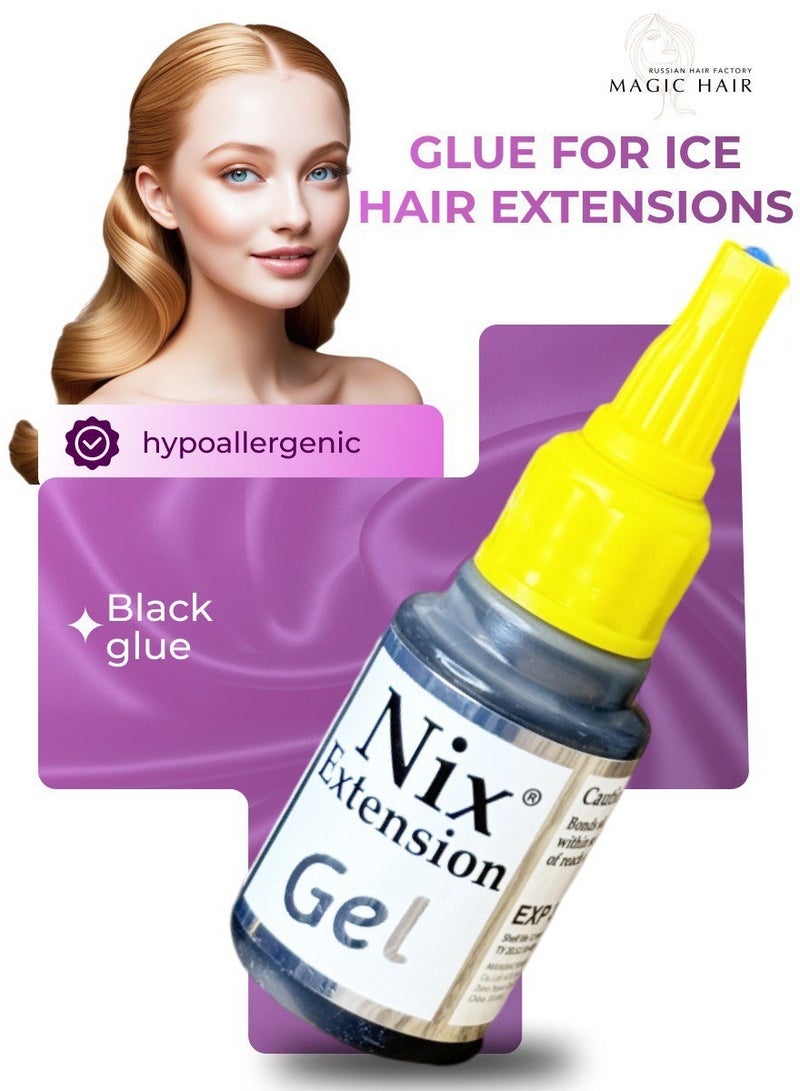NIX black glue Nano Ice Glue Hair Extensions – Invisible Cold Fusion Extensions for Seamless, Damage-Free Application – Strong Hold, Ultra-Fine Bonds for Ponytail-Friendly Wear – Professional Grade Invisible Extensions*
