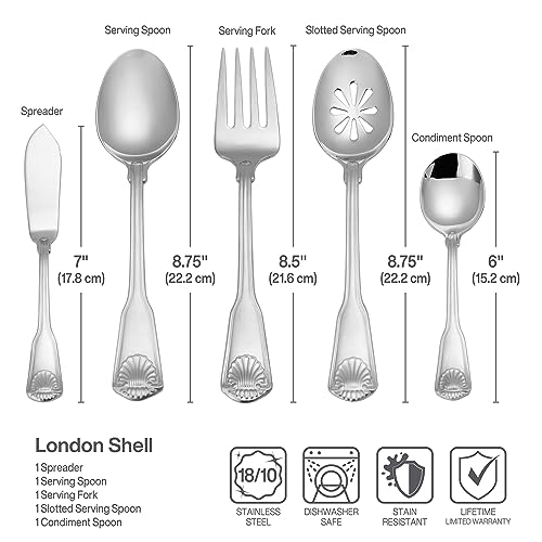 Towle London Shell 45-Piece 18/10 Stainless Steel Flatware Set, Service for 8 - Image 4