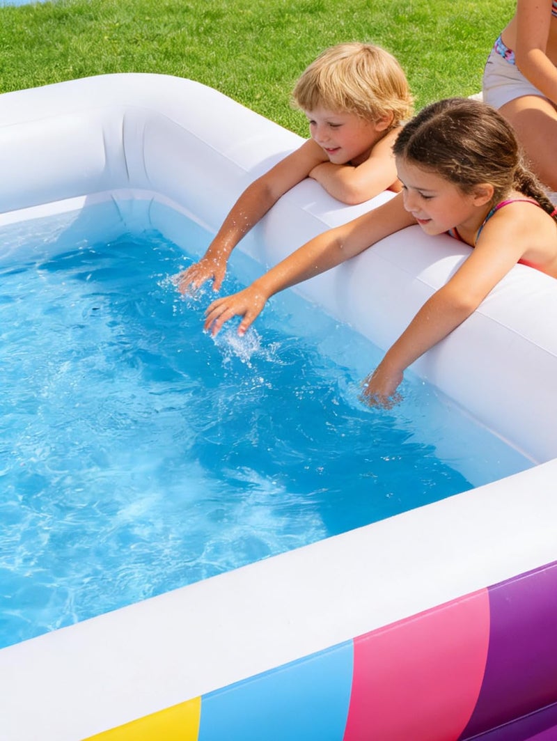 CHICLIST Kids Splash Pool Inflatable 74" Rectangular, Large BPA-Free PVC Kiddie Pool with Drain Plug for Ages 3-12 - Image 5